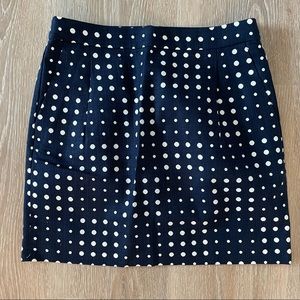 J.Crew Women's Skirt - Blue Polka Dot Size 2